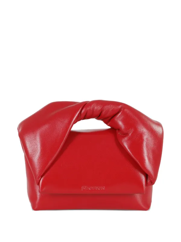 JW Anderson twisted-handle Leather Shoulder Bag | Red | FARFETCH