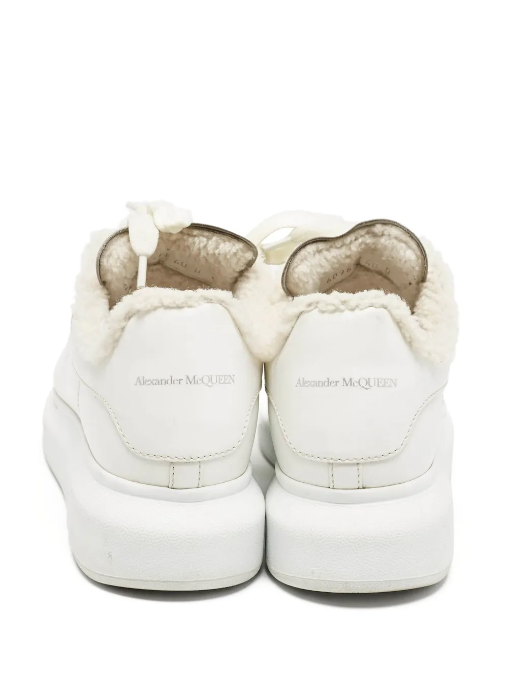 Alexander McQueen Pre-Owned Lammy en leren sneakers - Wit