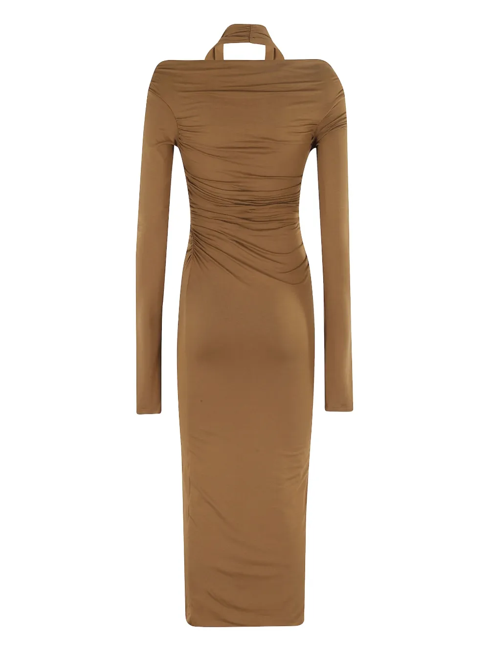 THE ANDAMANE halter-neck draped dress - Bruin