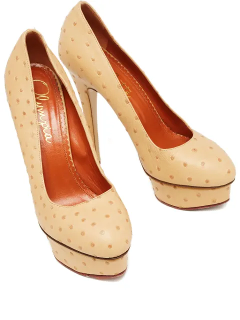 Charlotte Olympia 150mm Dolly ostrich-leather platform heeled pumps