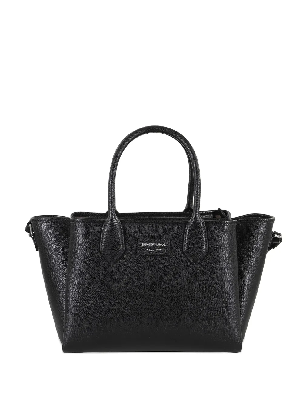 Emporio Armani Triple Compartment Textured Finish Shopping Bag In Black