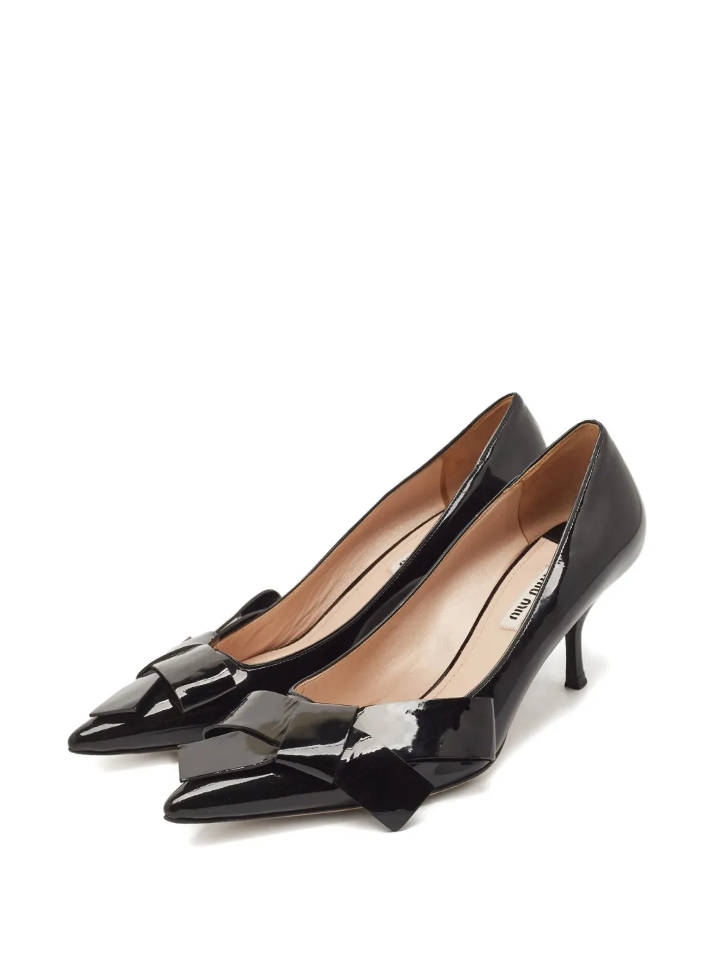 Miu Miu Pre-Owned 70 mm lakleren pumps met strik - Zwart
