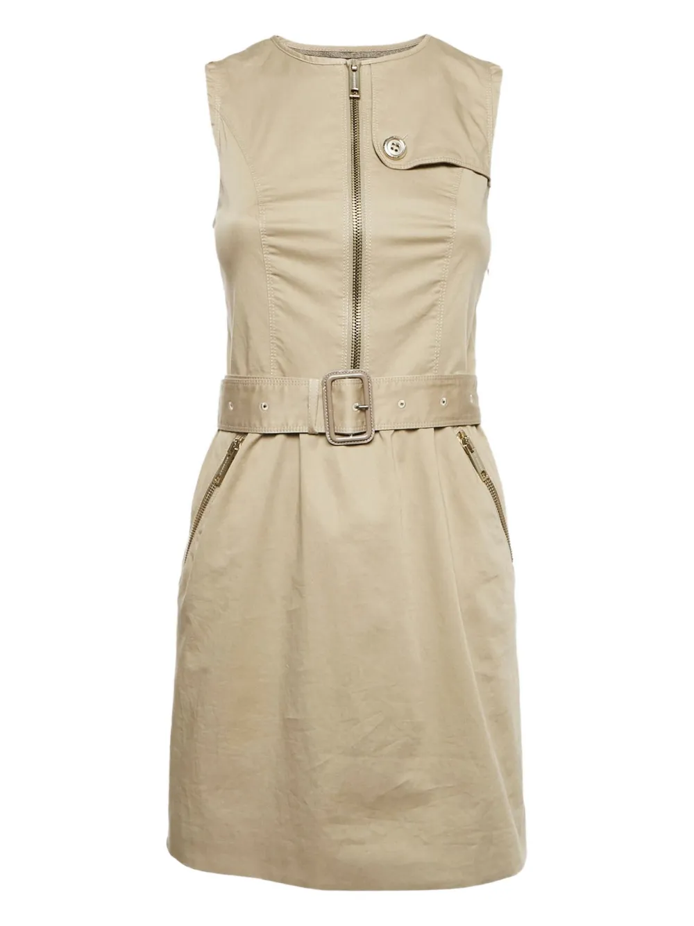 Burberry Pre-Owned zipped belted mini dress | Neutrals | Image 1