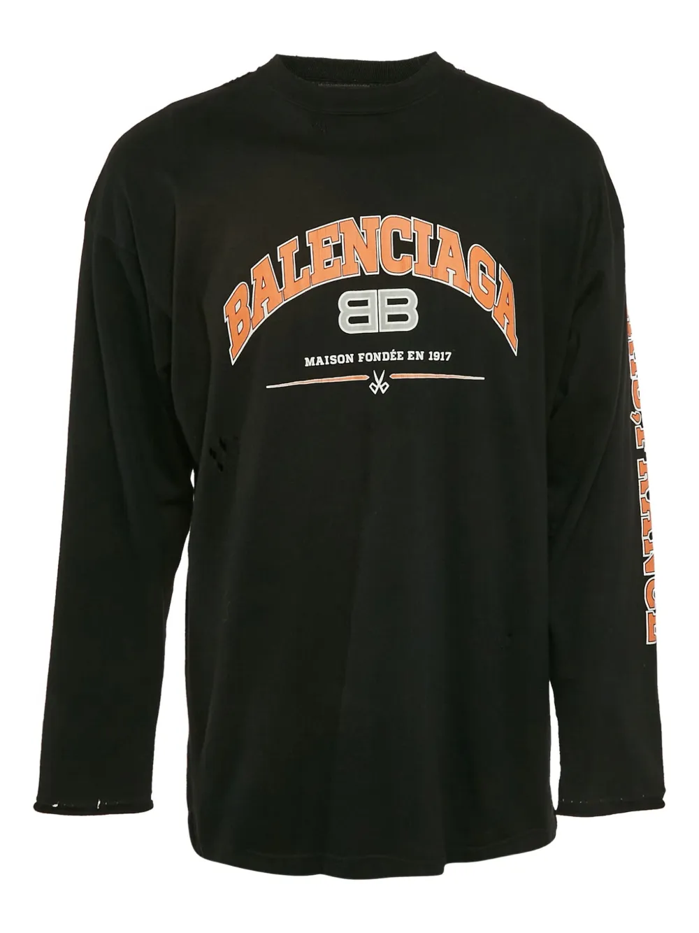 Balenciaga Pre-Owned logo distressed longsleeved top | Black | Image 1