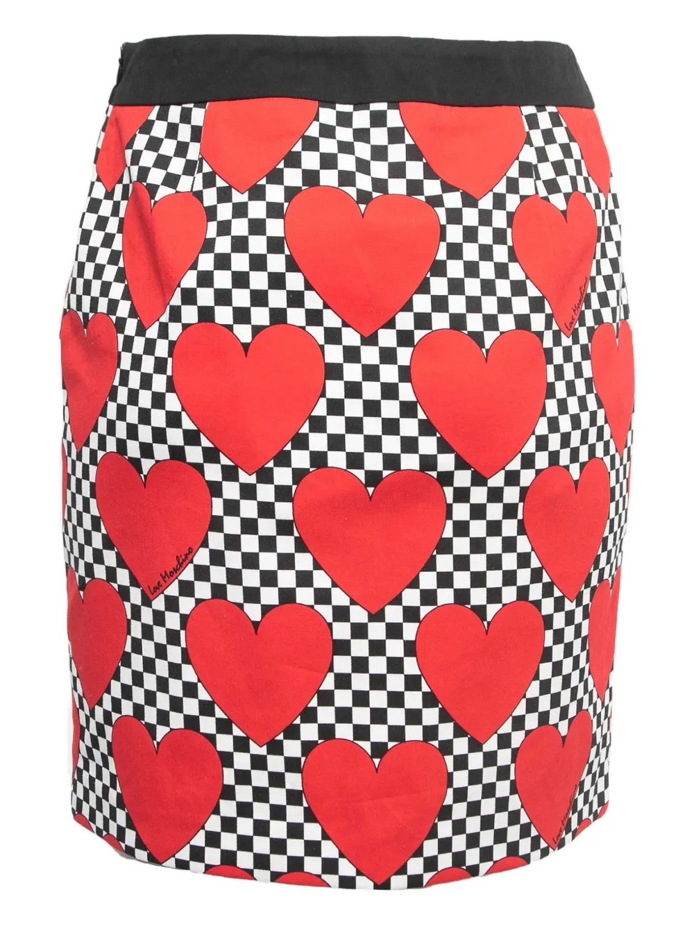 Moschino Pre-Owned 2024 geruite rok met harten - Zwart