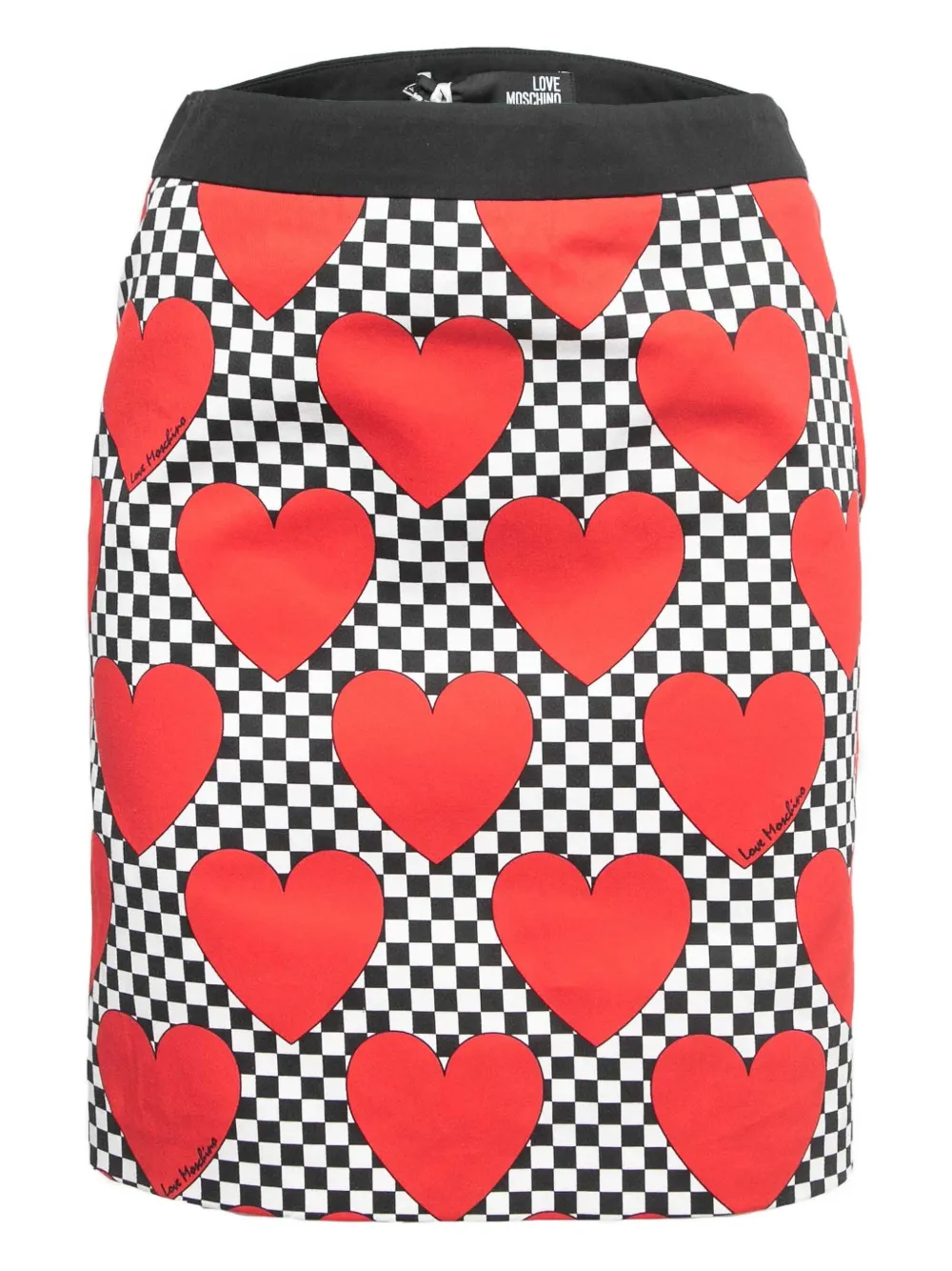 Moschino Pre-Owned 2024 hearts checkered skirt | Black | Image 1