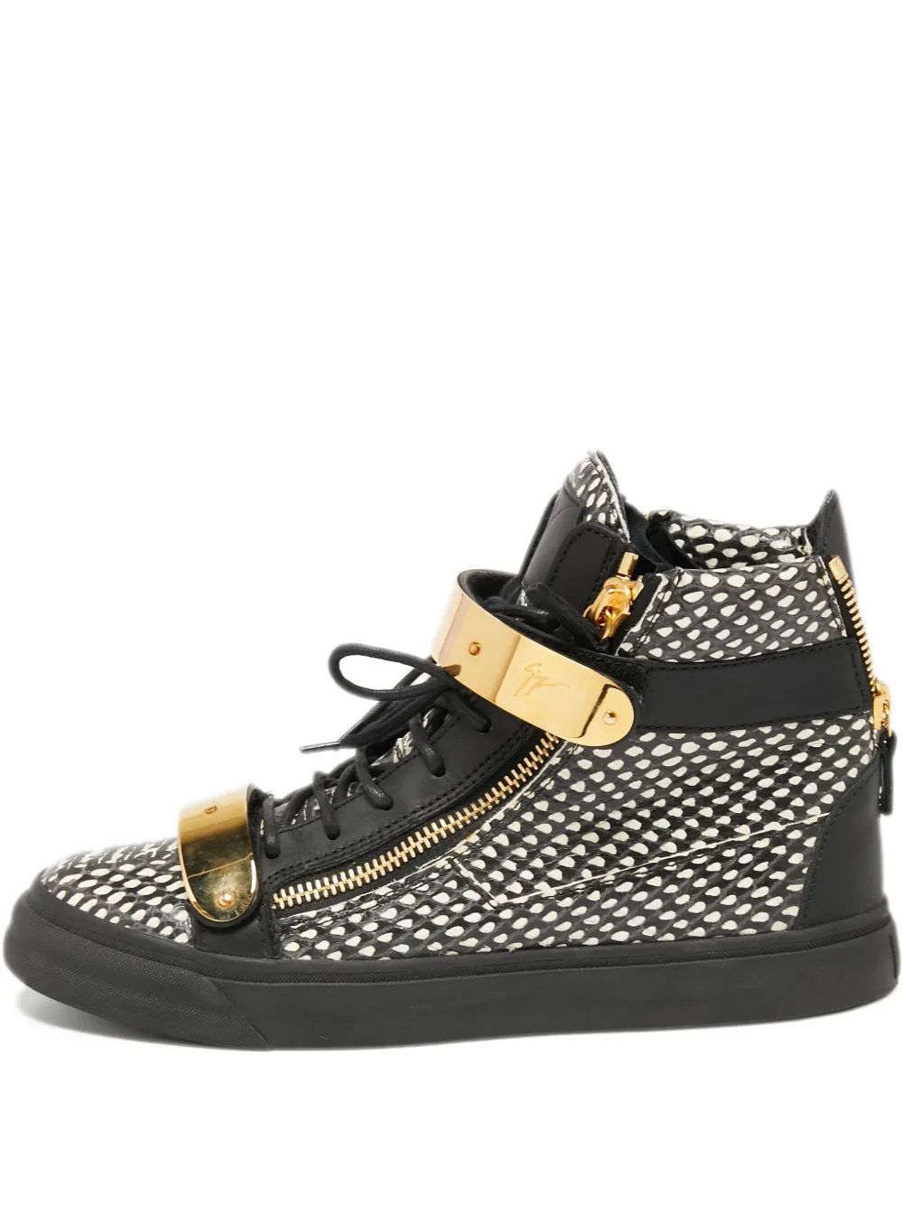 Click to view more detailed imagery on our partner's website Pre-owned Giuseppe Zanotti Vintage 2024 Snakeskin Leather Sneakers In Black
