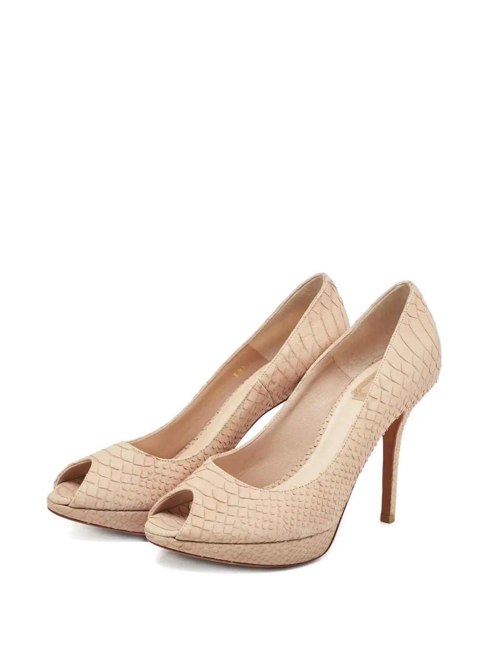 Christian Dior Pre-Owned 110 mm leren pumps met python-reliëf - Beige