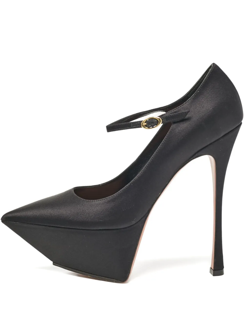 Amina Muaddi Pumps in raso con plateau 160mm - Nero