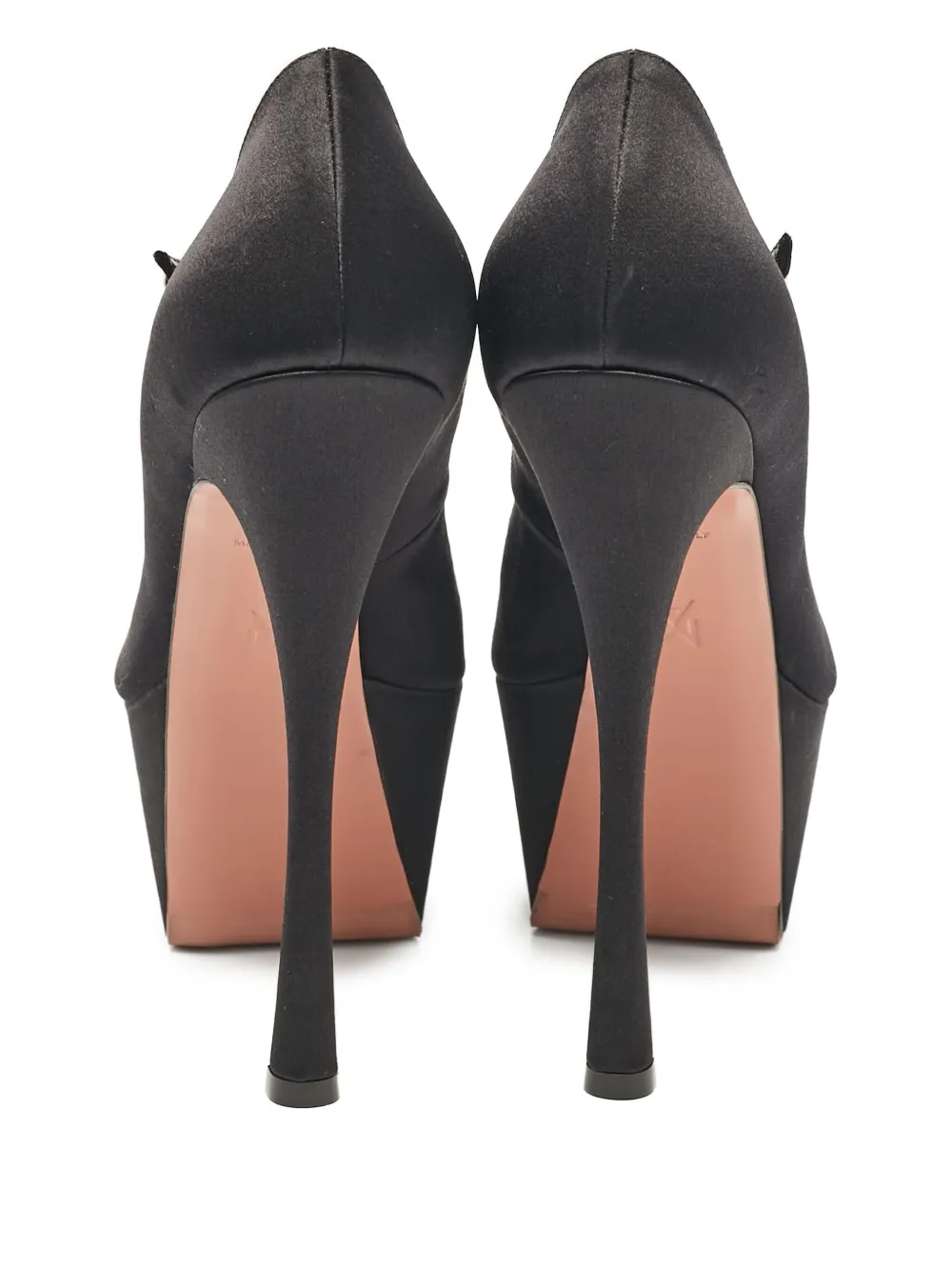 Amina Muaddi 160 mm satijnen pumps met plateauzool - Zwart