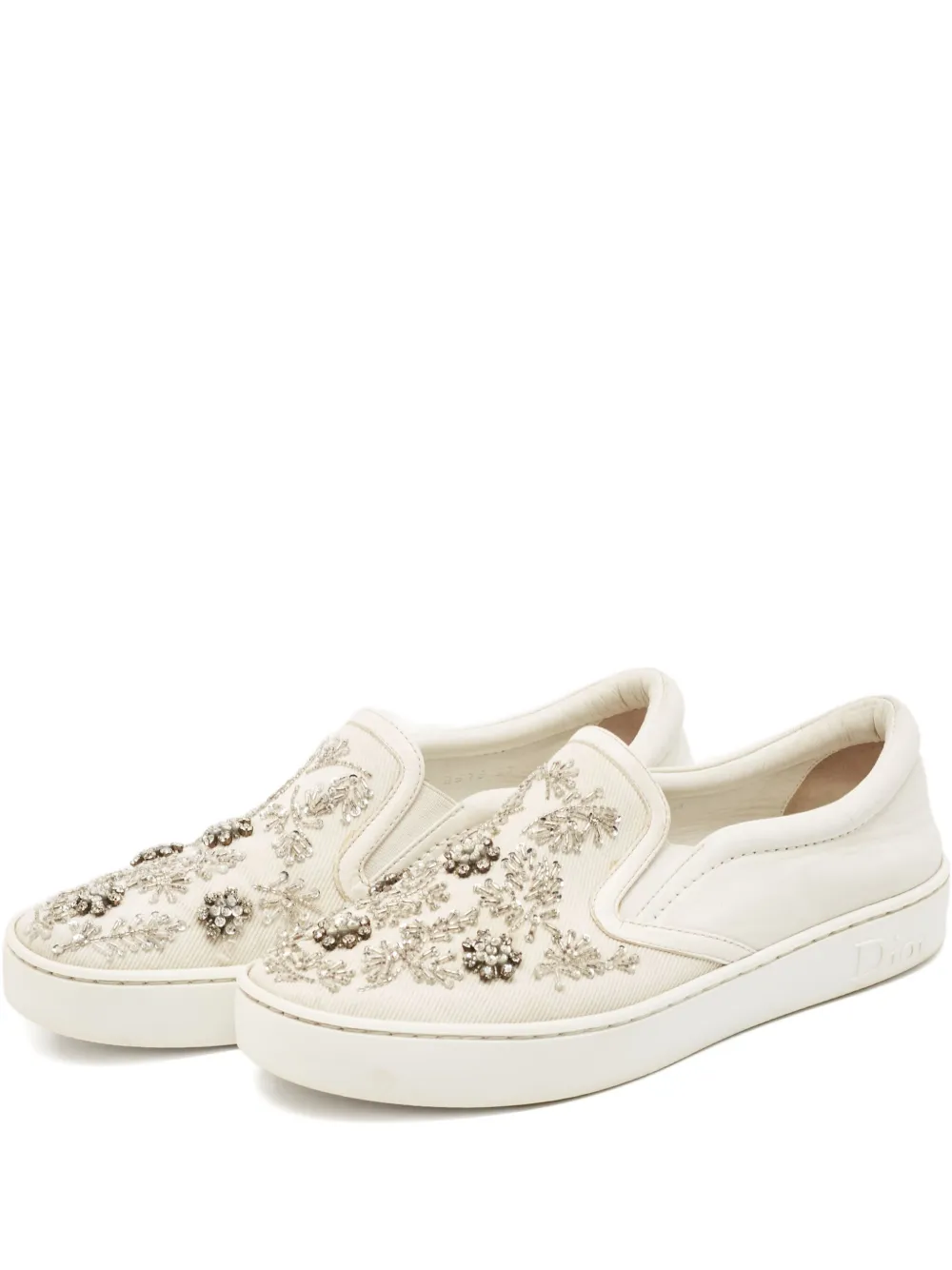 Click to view more detailed imagery on our partner's website Pre-owned Dior Embellished Slip-on Sneakers In White