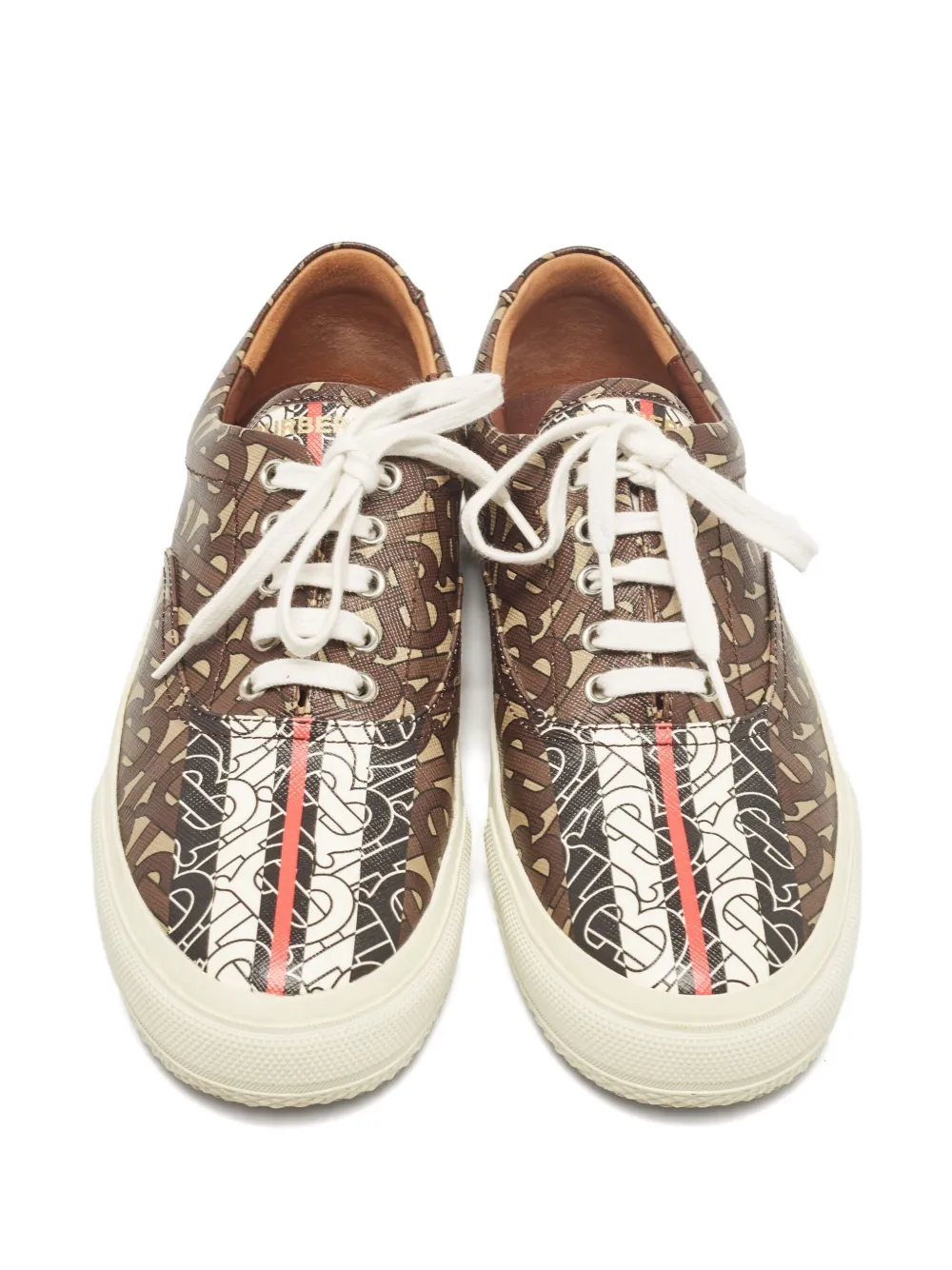 Pre-owned Burberry 2024 Monogram Stripe Sneakers In Brown