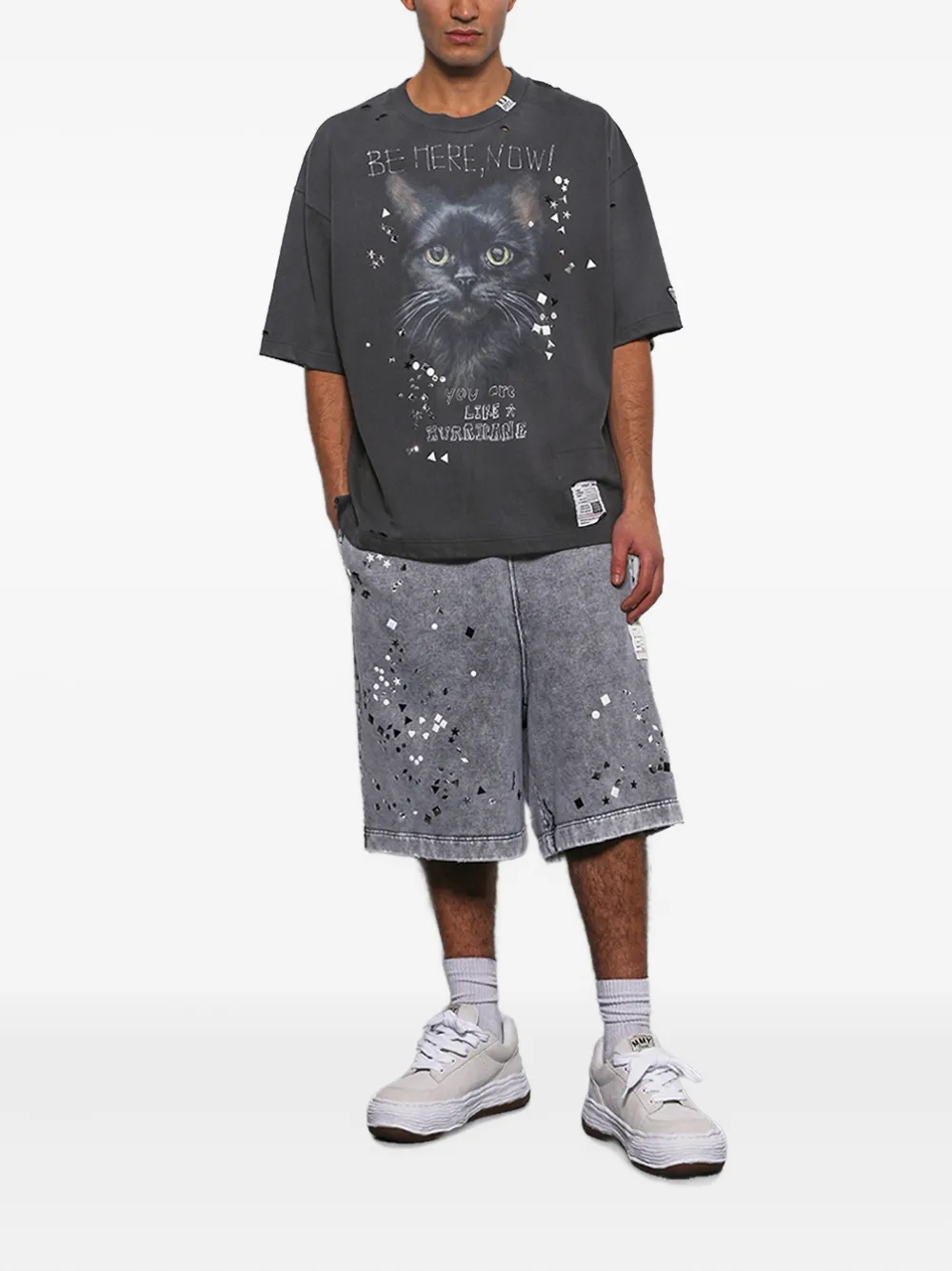 Miharayasuhiro Embellished Shorts In Gray