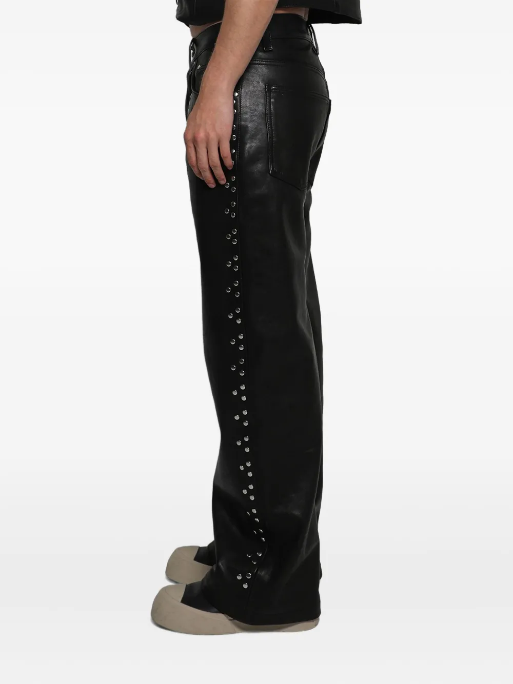 Earthling Vip Leather Studded Trousers In Black