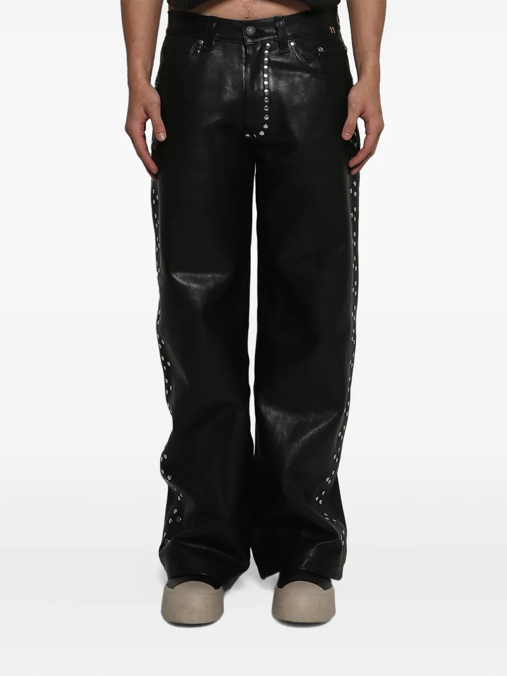 Earthling Vip Leather Studded Trousers In Black