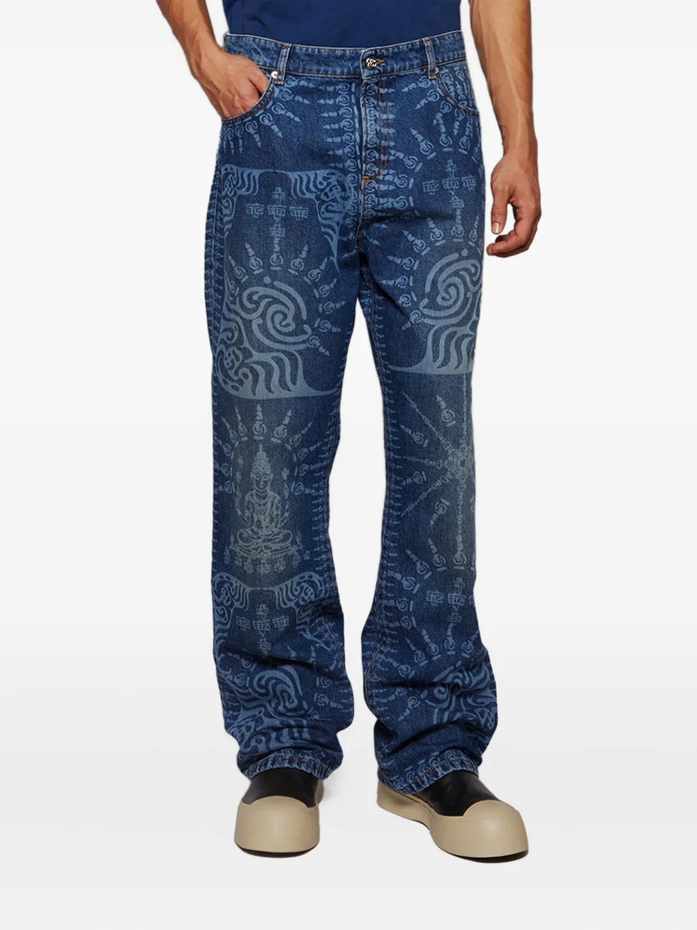 Bluemarble All-over-print Jeans In Blue
