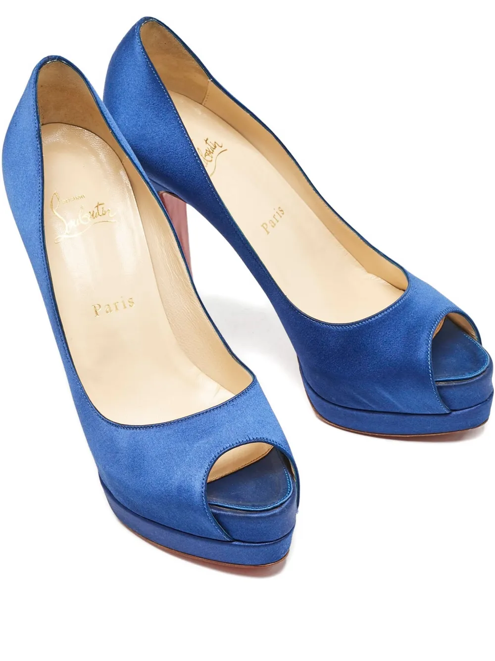 Christian Louboutin Pre-Owned Palais Royal Peeptoe-Pumps aus Satin 135mm - Blau
