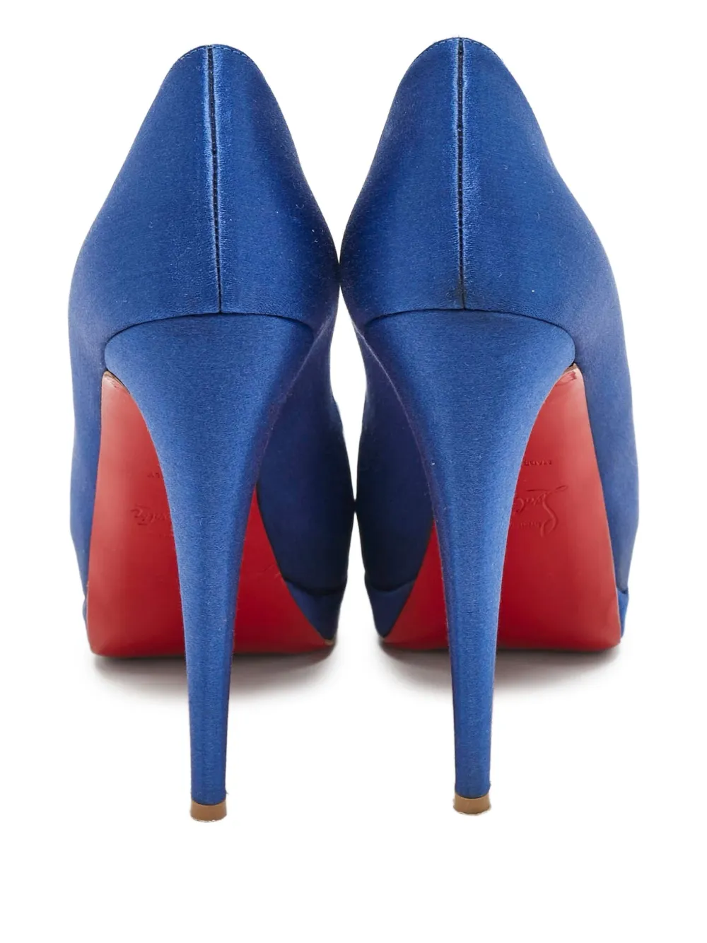 Christian Louboutin Pre-Owned 135 mm Palais Royal satijnen pumps met open neus - Blauw