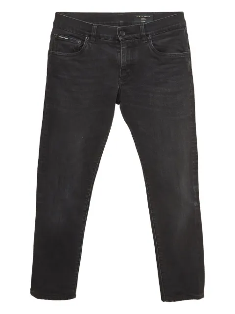 Dolce & Gabbana Pre-Owned leather-appliqué jeans