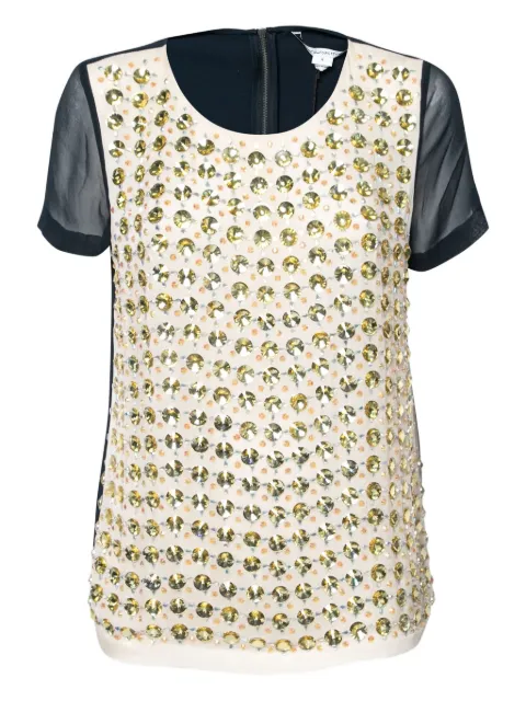Diane Von Furstenberg Vintage crystal-embellished silk top
