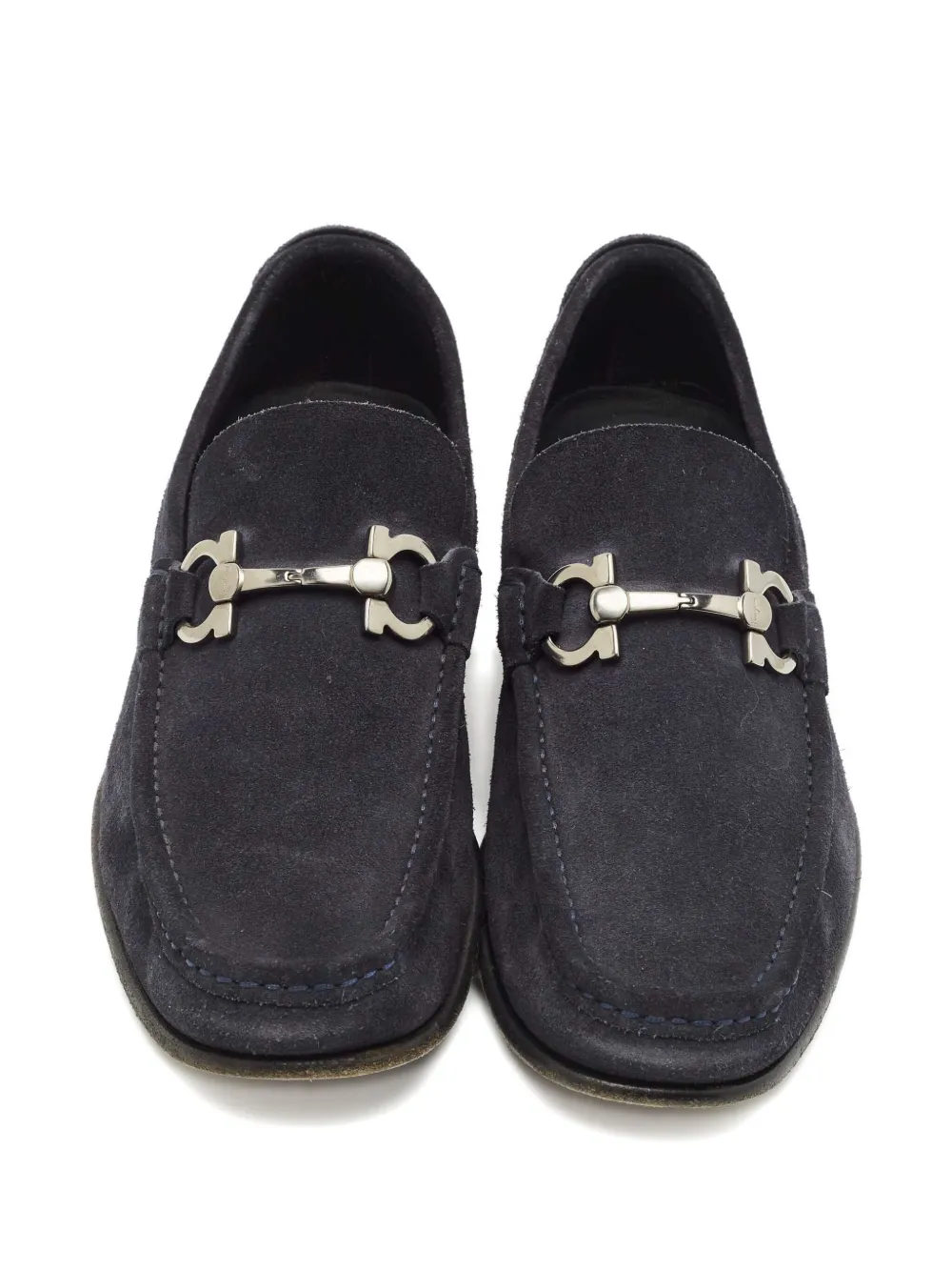 Pre-owned Ferragamo Gancini Suede Loafers In Blue