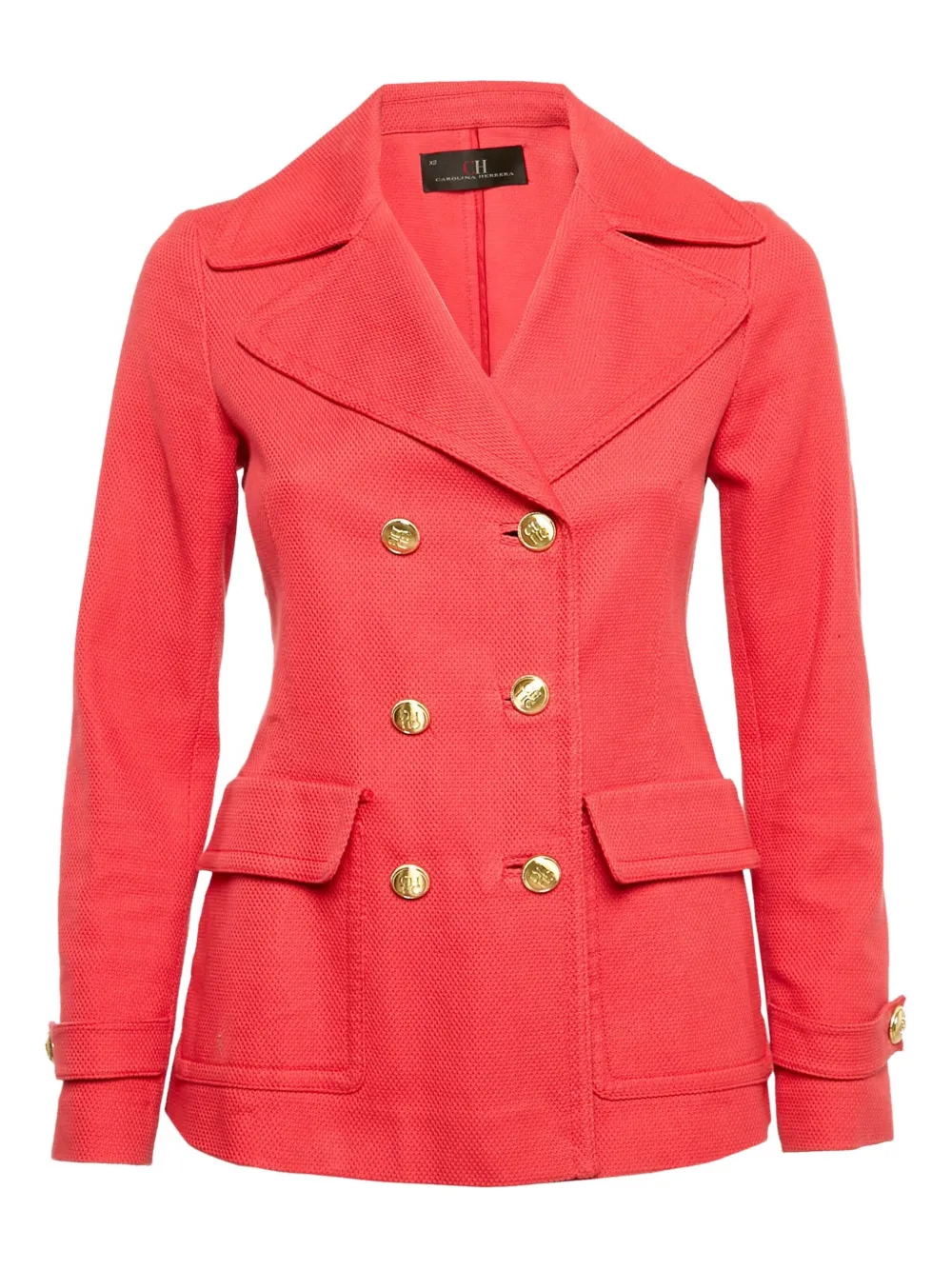 Carolina Herrera Vintage double-breasted textured tailored jacket | Red | Image 1