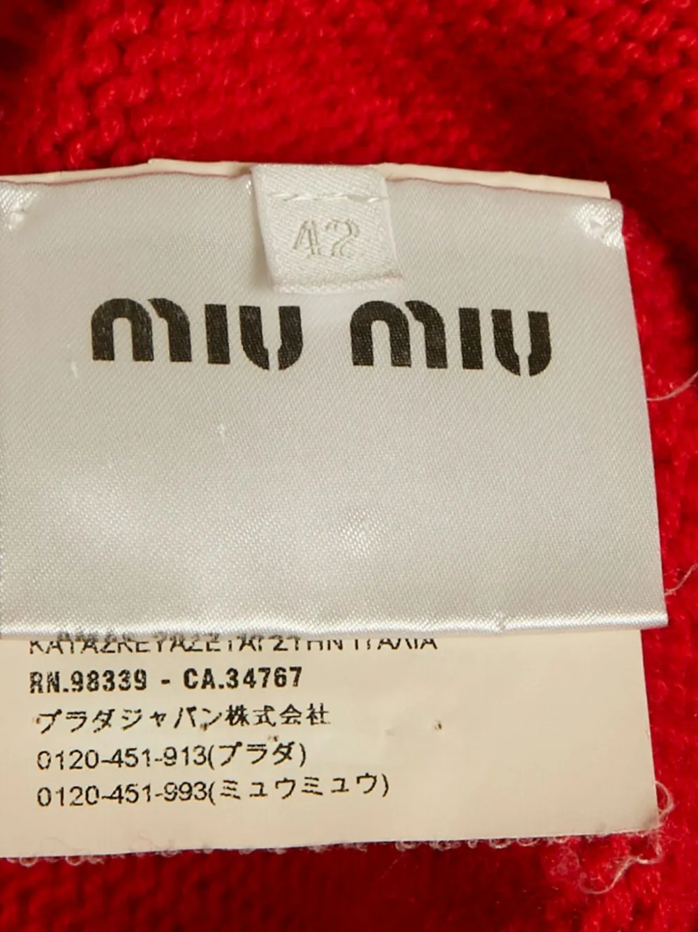 Pre-owned Miu Miu Cashmere Sweater In Red