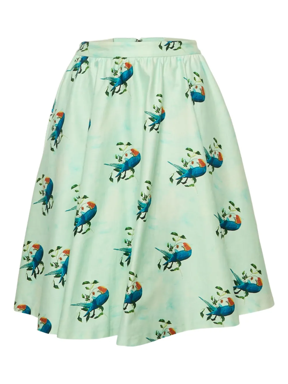 Pre-owned Alice And Olivia Parrot-print Mini Skirt In Green