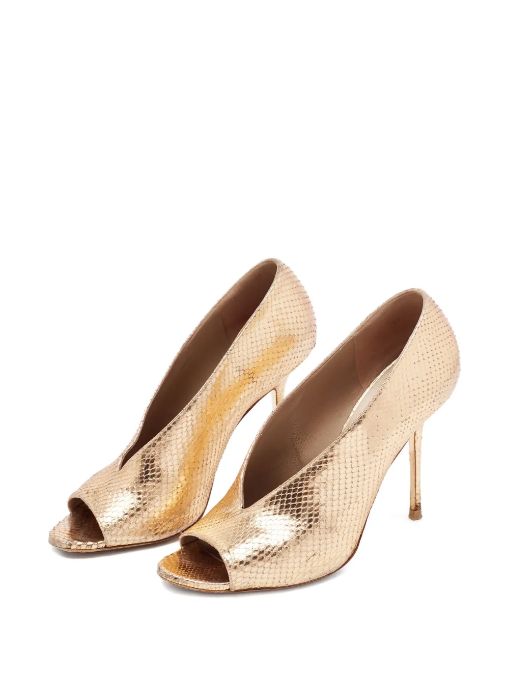 Burberry Pre-Owned Pumps met slangen-reliëf - Goud