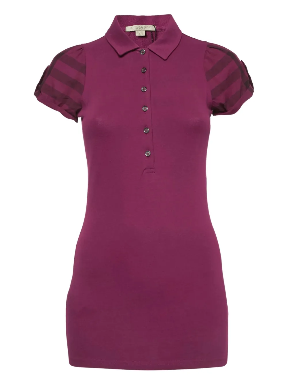Burberry Pre-Owned Checked Puff Sleeve Polo T-shirt | Pink | Image 1