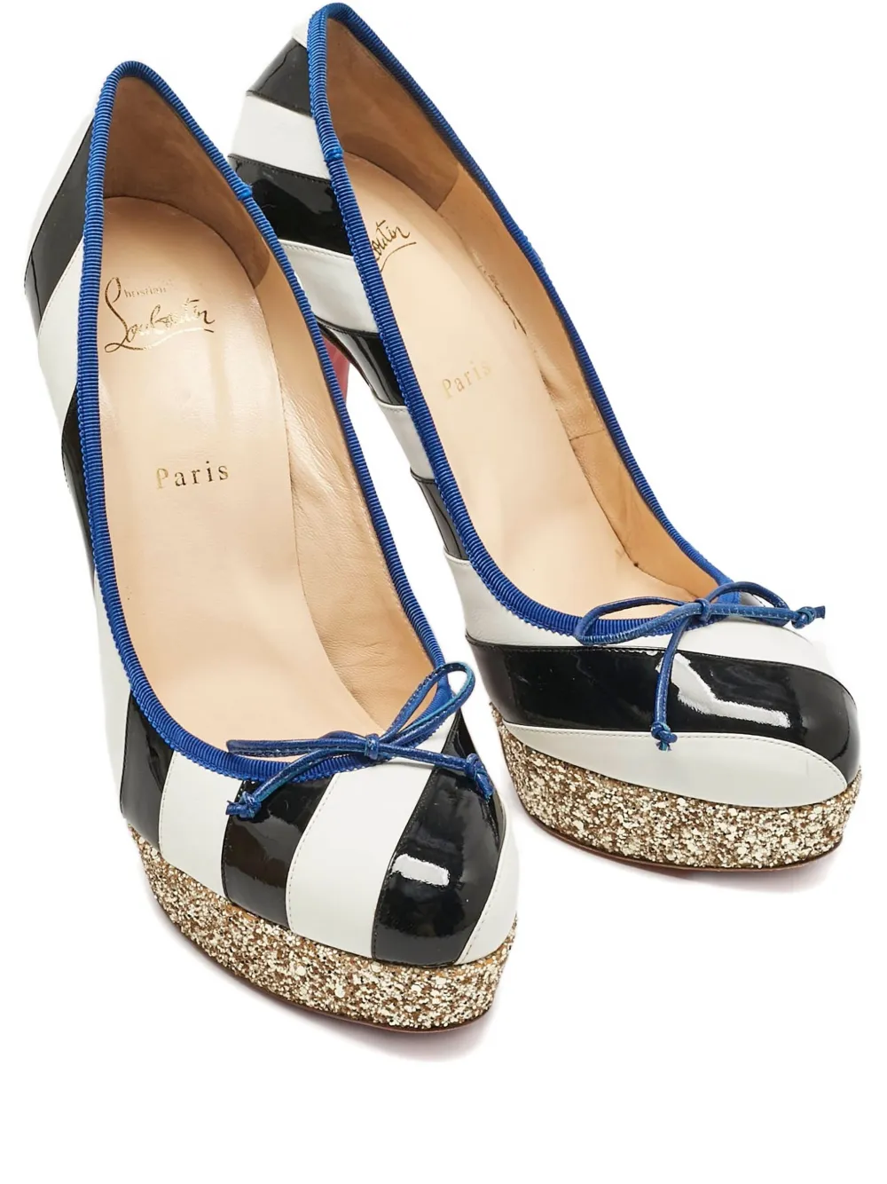 Christian Louboutin Pre-Owned Foraine Pumps im Glitter-Look 140mm - Weiß