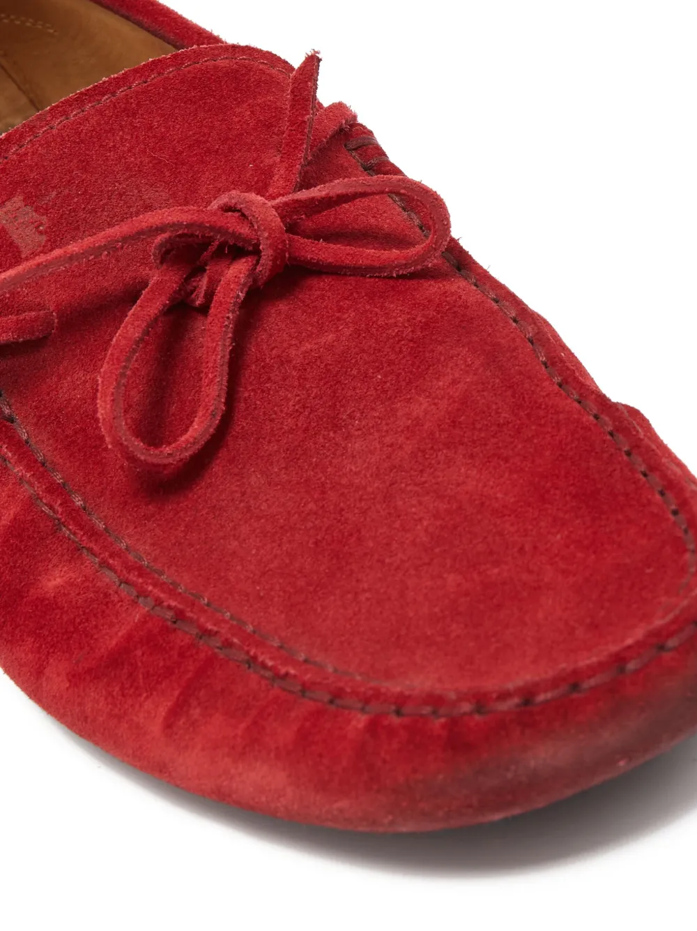 Pre-owned Tod's Suede Driving Loafers In Red