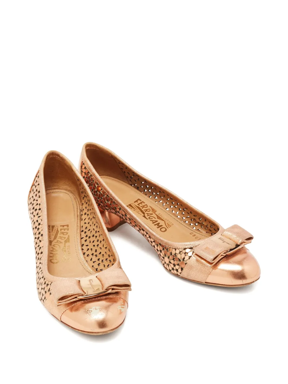 Ferragamo Pre-Owned Vara pumps met strik - Goud