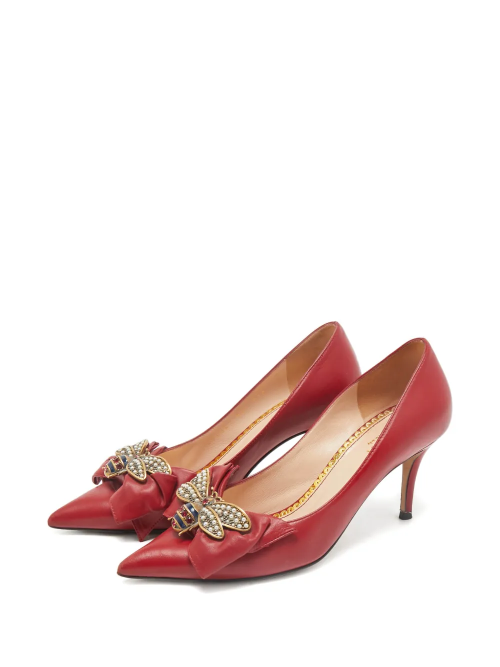 Gucci Pre-Owned 80 mm pumps met leren strik en bij - Rood
