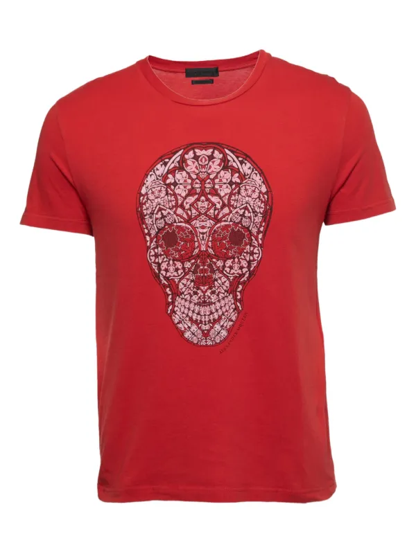 Alexander McQueen Pre-Owned skull-mosaic T-shirt | Red | FARFETCH