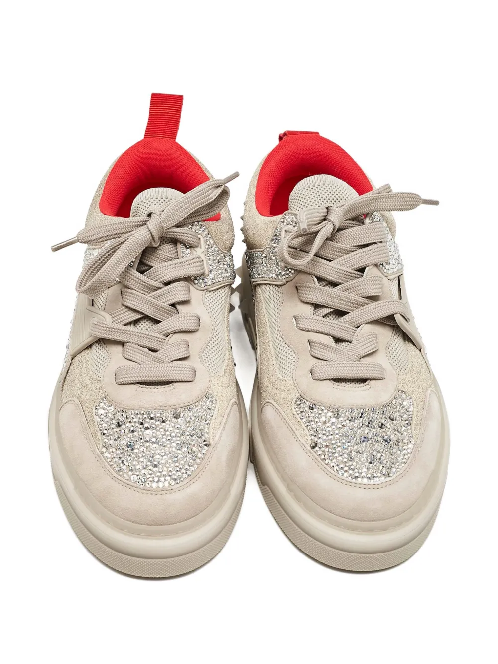 CHRISTIAN LOUBOUTIN Pre-owned Astroloubi Crystal-embellished Sneakers In Neutral