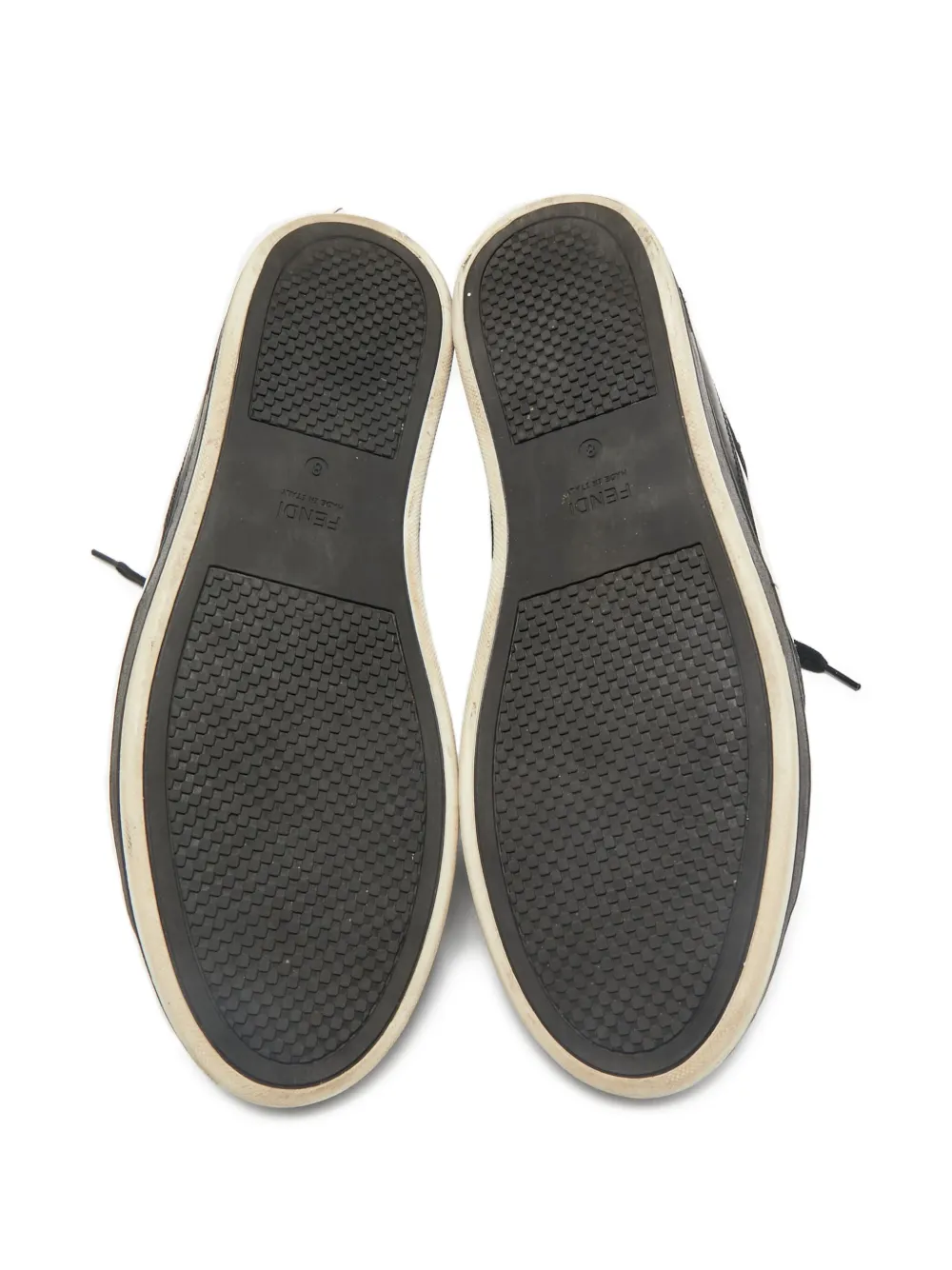 Pre-owned Fendi Leather Suede High-top Sneakers In Black