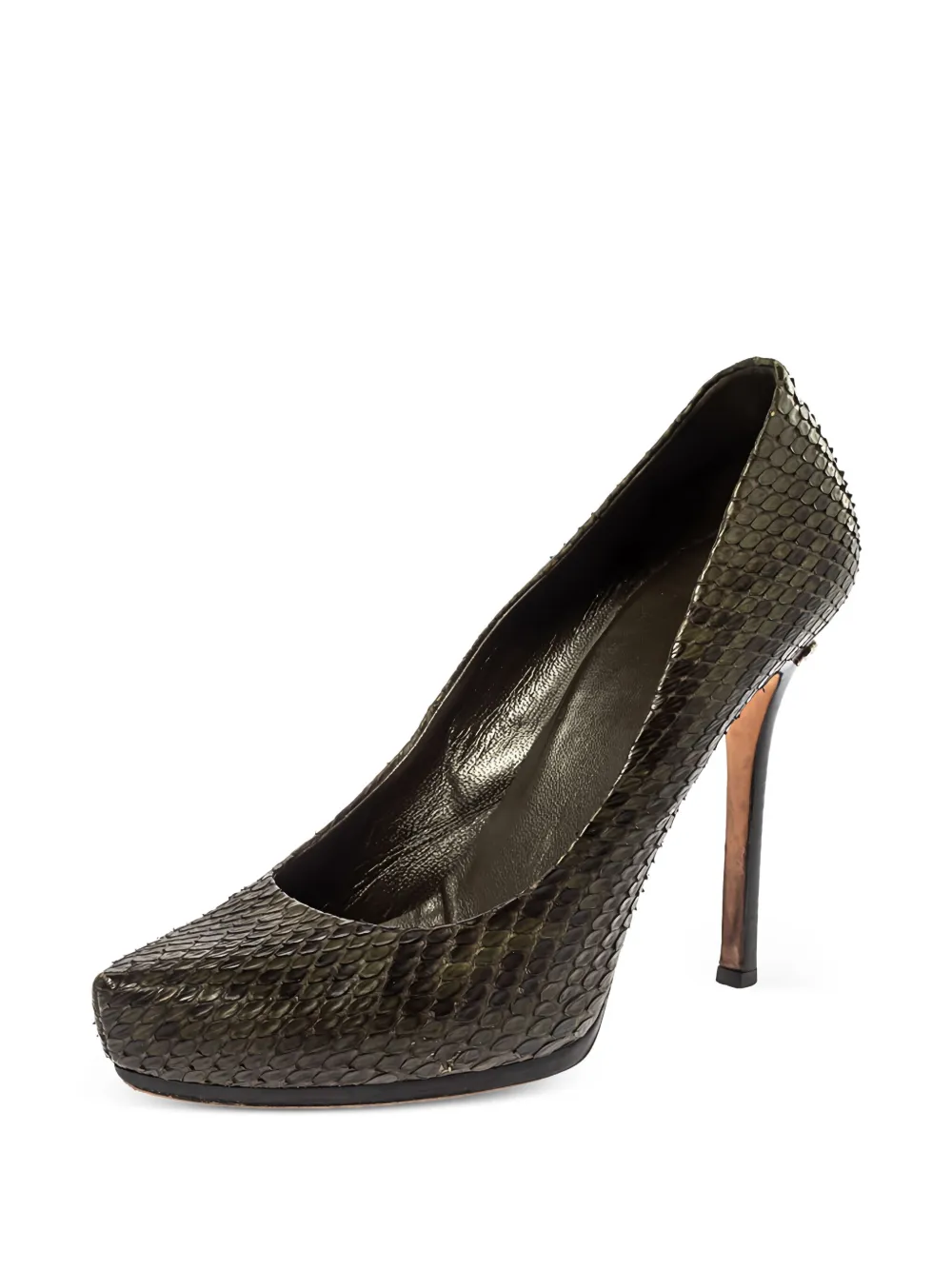 Gucci Pre-Owned Pumps van pythonleer met plateauzool - Groen