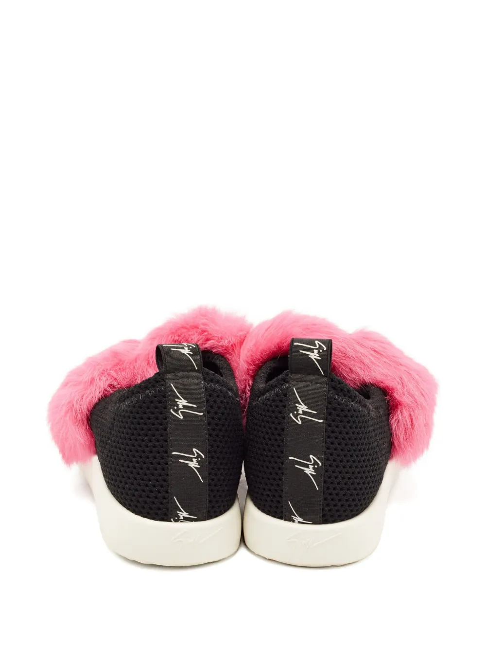 Pre-owned Giuseppe Zanotti Vintage Fur-embellished Sneakers In Black