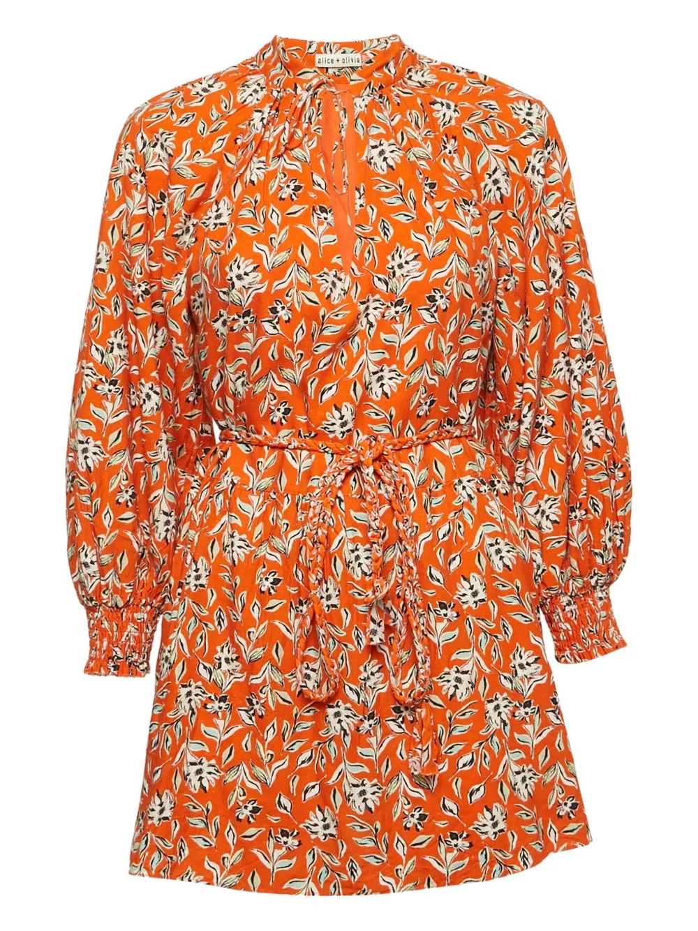 Pre-owned Alice And Olivia Floral-print Mini Dress In Orange