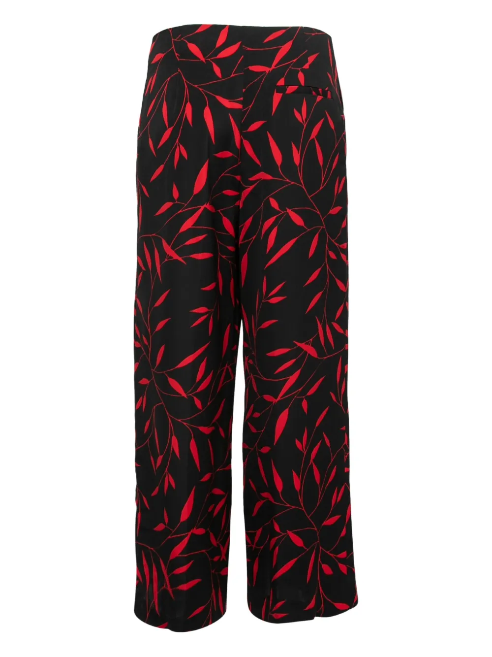 Diane Von Furstenberg Vintage 2024s broek met wijde pijpen en bladerprint - Zwart