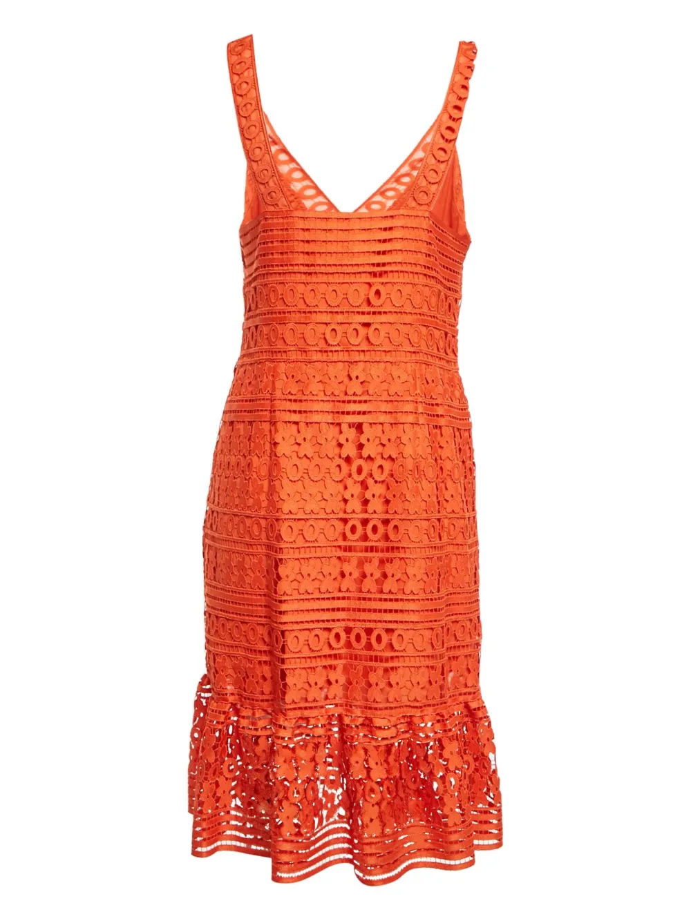 Diane Von Furstenberg Vintage Midi-jurk met kant patroon - Oranje