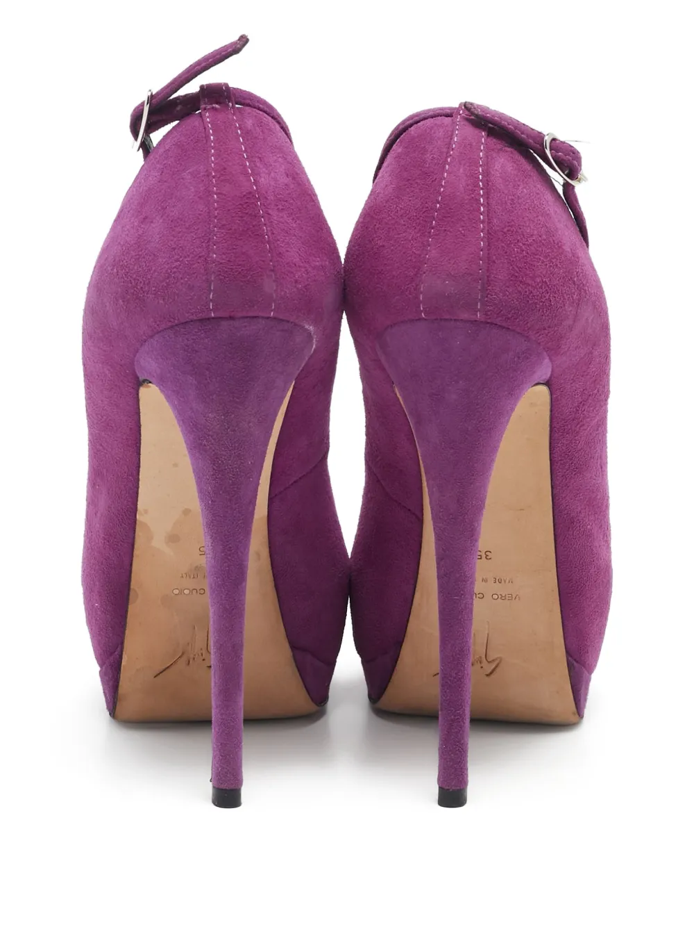 Pre-owned Giuseppe Zanotti Vintage 135mm Platform Ankle Strap Pumps In Pink