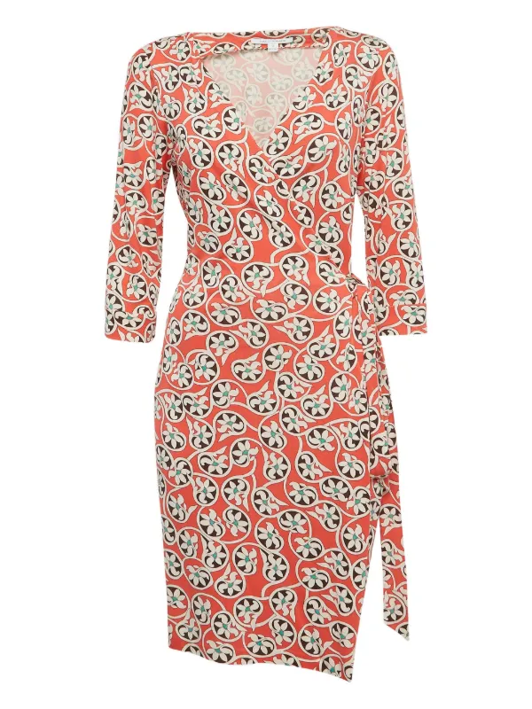 Diane Von Furstenberg Vintage Robe Portefeuille à Fleurs Rose
