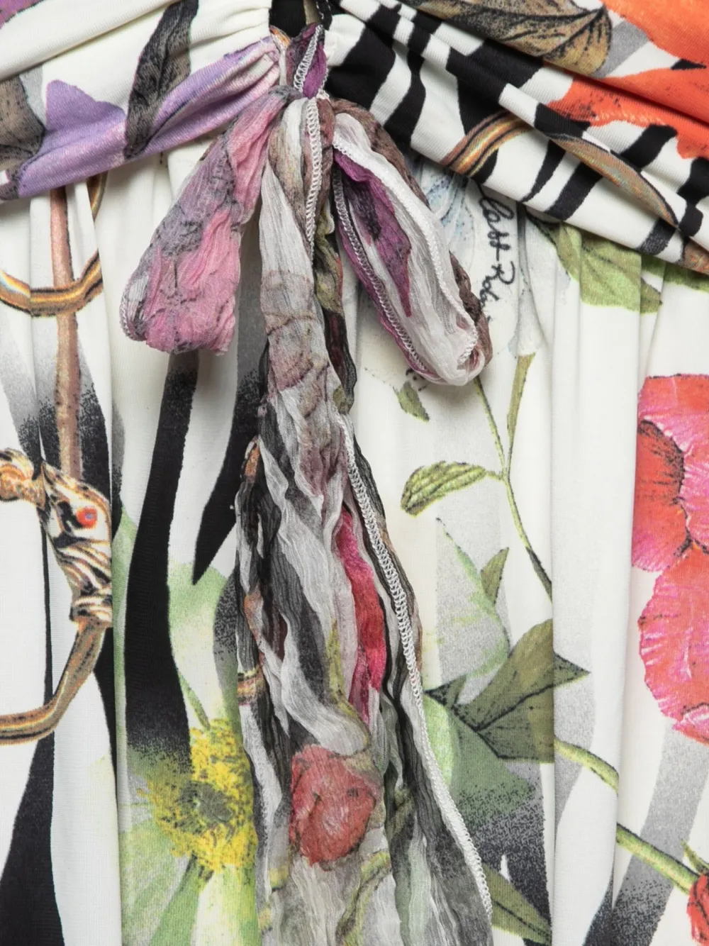 Pre-owned Cavalli Class Floral Zebra Halter Top In White