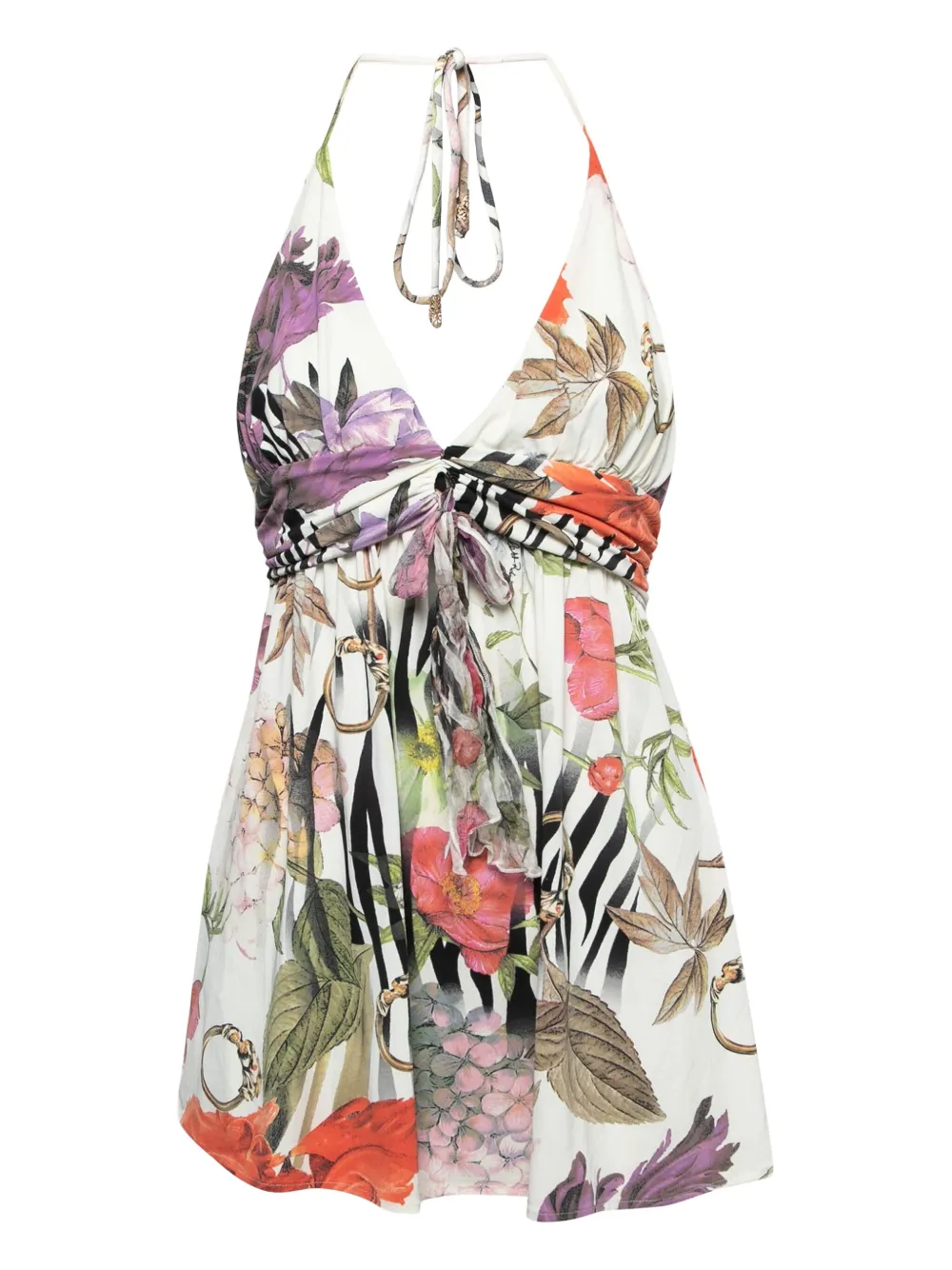 Cavalli Class floral zebra halter top | White | Image 1