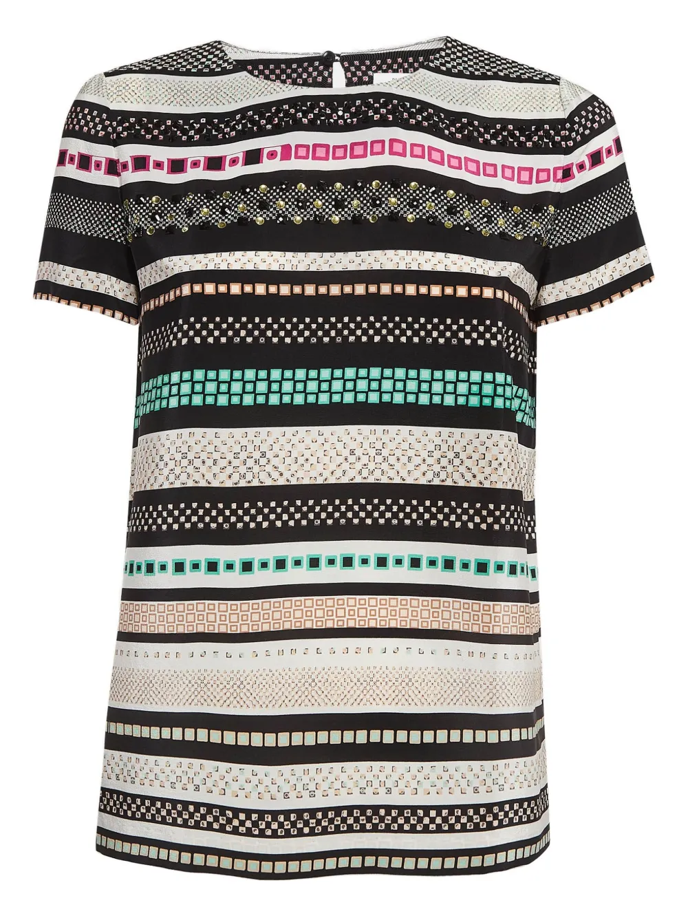 Pre-owned Diane Von Furstenberg Vintage Pattern-embellishment Silk T-shirt In Multi