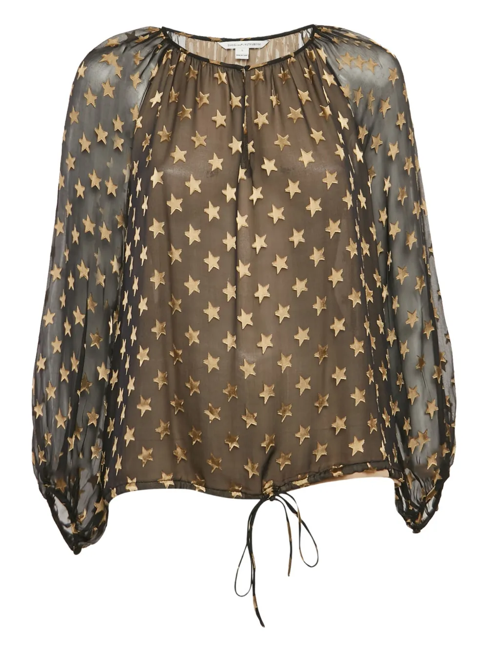 Diane Von Furstenberg Vintage star-jacquard silk-blend blouse | Black | Image 1