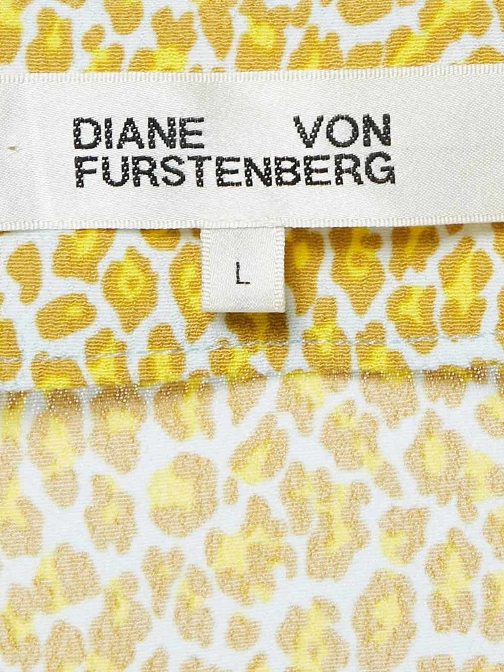 Pre-owned Diane Von Furstenberg Vintage Leopard-print Wrap Blouse In Yellow