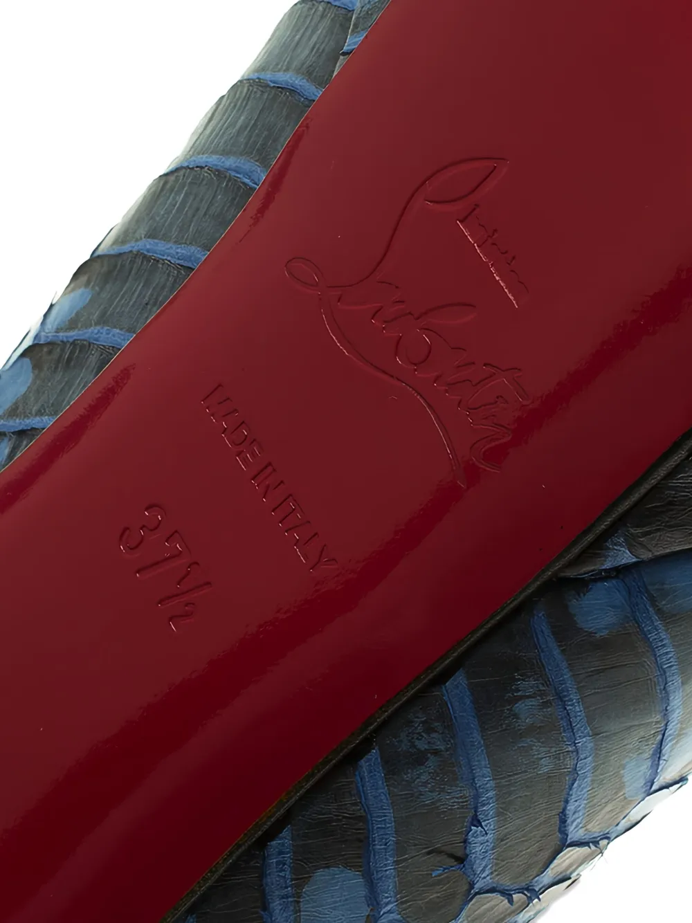 Pre-owned Christian Louboutin 130mm Bianca Snakeskin Platform Pumps In Blue